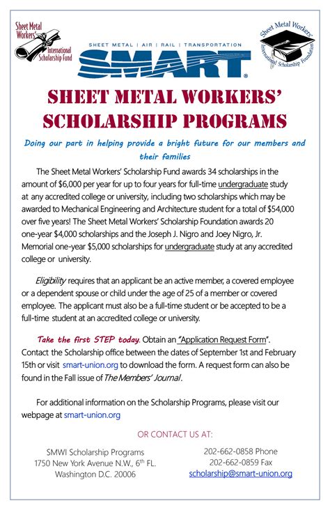 Sheet Metal WorkerS ScholarShip prograMS 